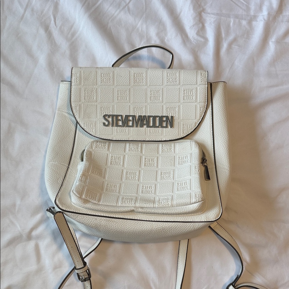 Steve Madden Cream Backpack with Logo Detail